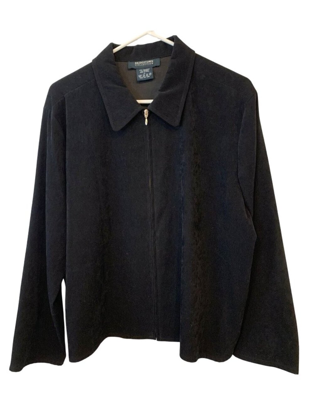 Bridgetown Collection Womens L Black Stretch Velour Zip Jacket Y2K Minimalist